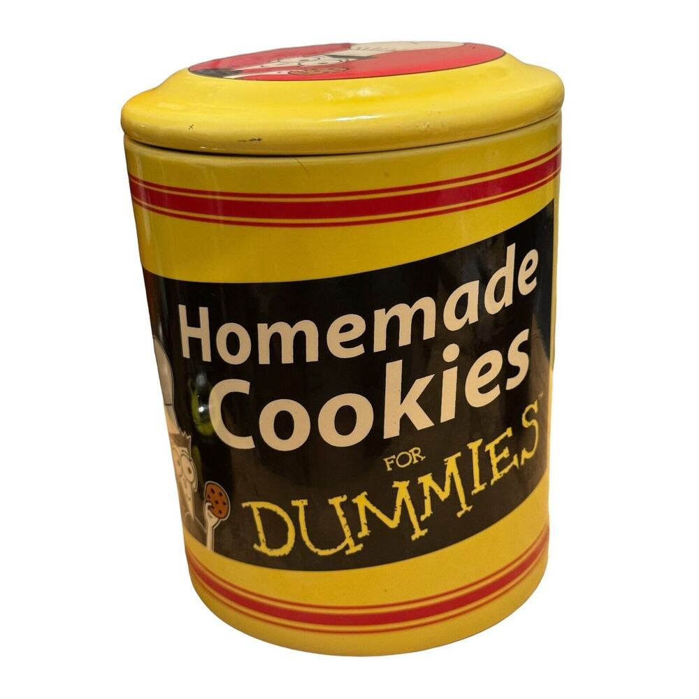 Homemade Cookies for Dummies Ceramic Cookie Jar Yellow & Red Canister